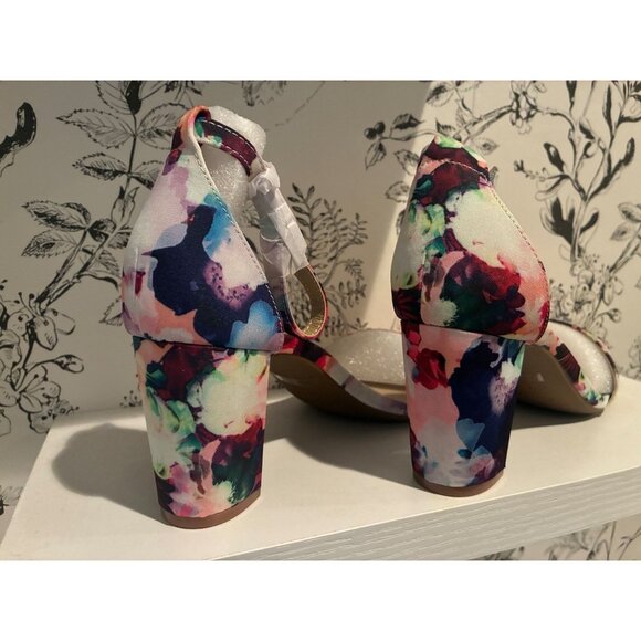 Womens Floral Block Heel Open-Toe Sandals Size 9 - Picture 2 of 4